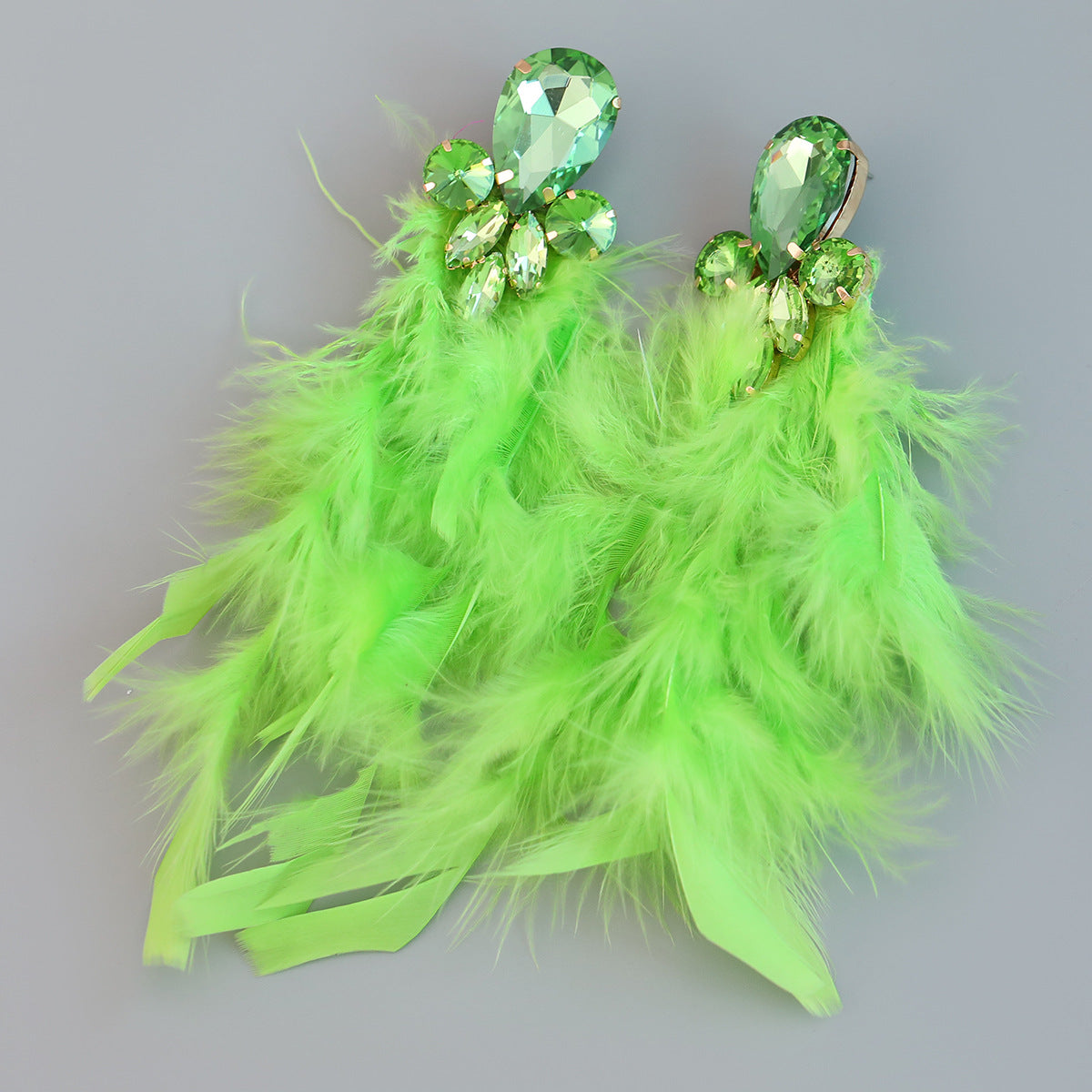 Wholesale Bohemian Diamond Floral Feather Earrings